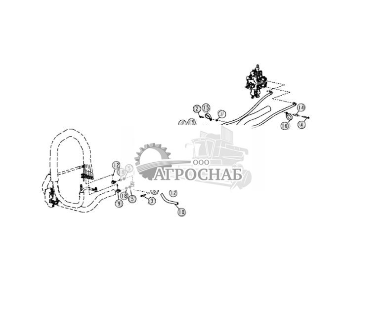 Гидравлические шланги цилиндра наклона отвала (механизм наклона под углом) ( - 172821) - ST10759 505.jpg